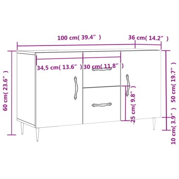 vidaXL Μπουφές Γκρι Sonoma 100x36x60cm από Επεξεργασμένο Ξύλο 1 τεμ.