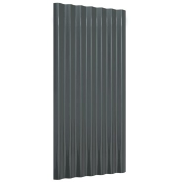 vidaXL Πάνελ Οροφής 12 τεμ. Ανθρακί 80x36 εκ Γαλβανισμένος χάλυβας