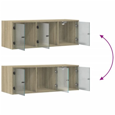 vidaXL Ντουλάπι Τοίχου Sonoma Δρυς 102x37x35cm με Γυάλινες Πόρτες 1 τεμ.