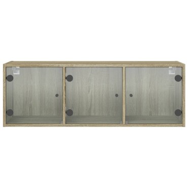 vidaXL Ντουλάπι Τοίχου Sonoma Δρυς 102x37x35cm με Γυάλινες Πόρτες 1 τεμ.
