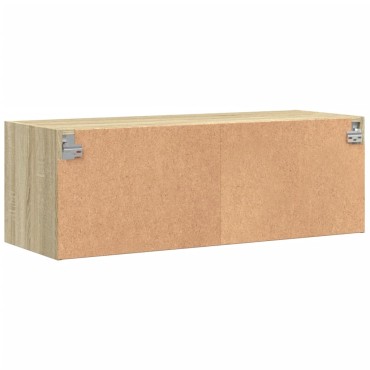 vidaXL Ντουλάπι Τοίχου Sonoma Δρυς 102x37x35cm με Γυάλινες Πόρτες 1 τεμ.