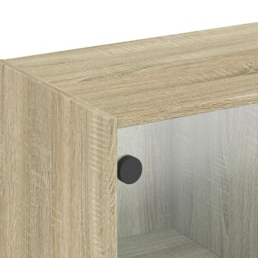 vidaXL Ντουλάπι Τοίχου Sonoma Δρυς 102x37x35cm με Γυάλινες Πόρτες 1 τεμ.