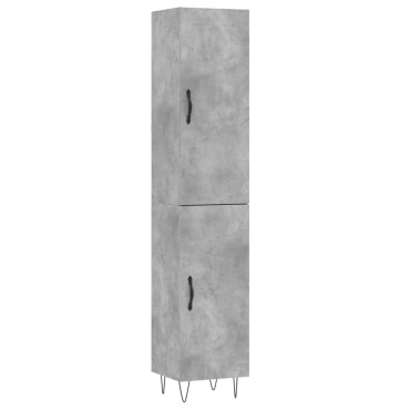 vidaXL Ντουλάπι Γκρι Σκυροδέματος 34,5x34x180cm Επεξεργασμένο Ξύλο 1 τεμ.