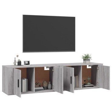 vidaXL Έπιπλα Τηλεόρασης Επιτοίχια 2 τεμ. Γκρι Sonoma 80x34,5x40cm