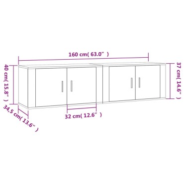 vidaXL Έπιπλα Τηλεόρασης Επιτοίχια 2 τεμ. Γκρι Sonoma 80x34,5x40cm