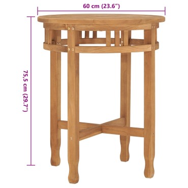 vidaXL Τραπέζι Bistro 60x75,5cm από Μασίφ Ξύλο Teak 1 τεμ.