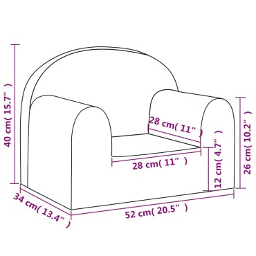 vidaXL Παιδικός καναπές Cream Soft Plush 52x34x40cm