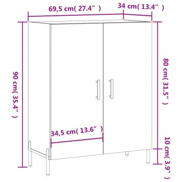 vidaXL Ντουλάπι Γκρι Σκυροδέματος 69,5x34x90cm Επεξεργασμένο Ξύλο 1 τεμ.