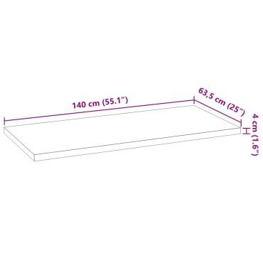 vidaXL πάγκος εργασίας κουζίνας 140x63,5x4cm στερεό δρυς ορθογώνιο