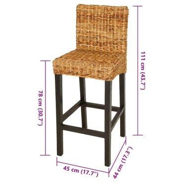 vidaXL Σκαμπό Μπαρ 2 τεμ. Καφέ από Άμπακα 45x44x111cm
