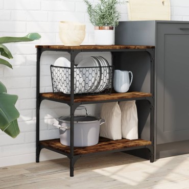 vidaXL Τρόλεϊ Κουζίνας Καπνιστή Δρυς 60x41x76cm Επεξεργασμένο Ξύλο 1 τεμ.