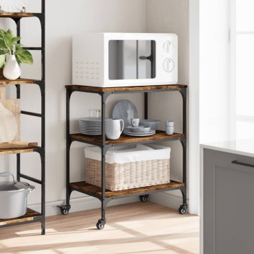 vidaXL Τρόλεϊ Κουζίνας Καπνιστή Δρυς 60x41x76cm Επεξεργασμένο Ξύλο 1 τεμ.