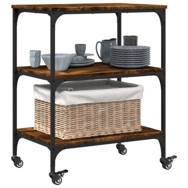 vidaXL Τρόλεϊ Κουζίνας Καπνιστή Δρυς 60x41x76cm Επεξεργασμένο Ξύλο 1 τεμ.