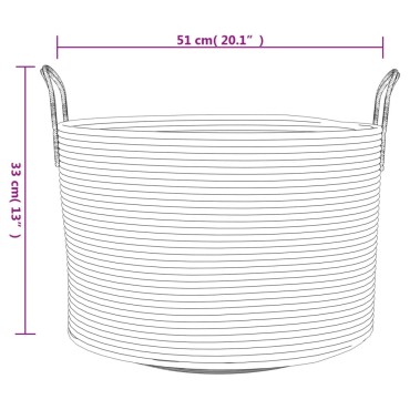 vidaXL Καλάθι Αποθήκευσης Καφέ και Λευκό Ø51 x 33 εκ. Βαμβακερό