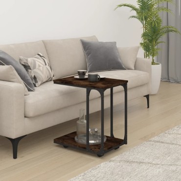 vidaXL Βοηθητικό Τραπέζι με Ρόδες Καπνιστή Δρυς 50x35x55,5cm Επ. Ξύλο 1 τεμ.
