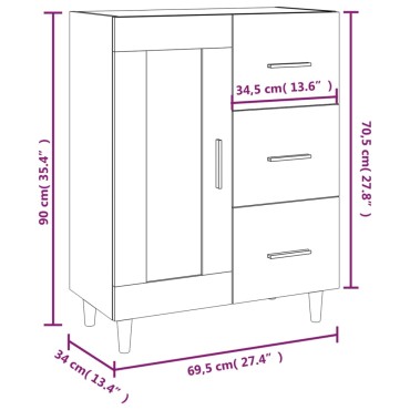 vidaXL Ντουλάπι Sonoma Δρυς 69,5x34x90cm από Επεξεργασμένο Ξύλο 1 τεμ.
