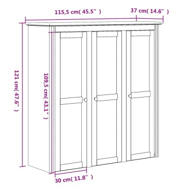 vidaXL Μπουφές BODO Λευκός 115,5x43x200,5cm από Μασίφ Ξύλο Πεύκου 1 τεμ.
