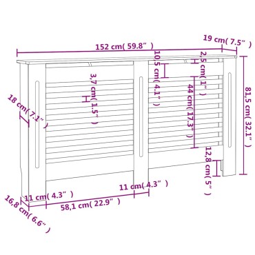 vidaXL Κάλυμμα Καλοριφέρ 152 x 19 x 81,5 εκ. από MDF