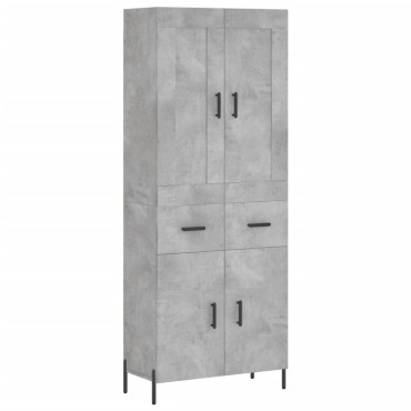 vidaXL Ντουλάπι Γκρι Σκυροδέματος 69,5x34x180cm Επεξεργασμένο Ξύλο 1 τεμ.