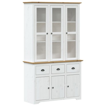 vidaXL Ντουλάπι BODO Λευκό/Καφέ 115,5x43x200,5cm Μασίφ Ξύλο Πεύκου 1 τεμ.