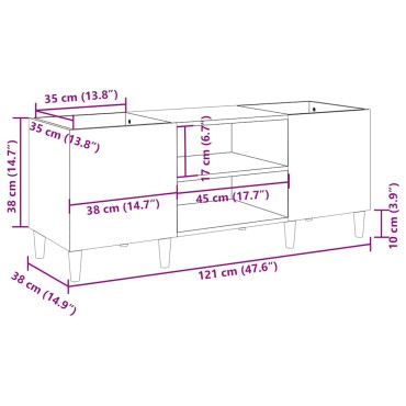 vidaXL Δισκοθήκη Καφέ Δρυς 121x38x48cm από Επεξεργασμένο Ξύλο 1 τεμ.