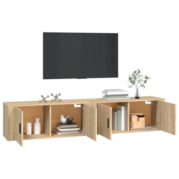 vidaXL Έπιπλα Τηλεόρασης Επιτοίχια 2 τεμ. Sonoma Δρυς 100x34,5x40 εκ