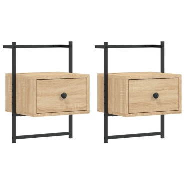 vidaXL Κομοδίνα Επιτοίχια 2 τεμ. Sonoma Δρυς 35x30x51cm Επεξεργ. Ξύλο
