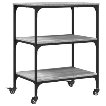 vidaXL Τρόλεϊ Κουζίνας Sonoma Γκρι 60x41x76cm από Επεξεργασμένο Ξύλο 1 τεμ.
