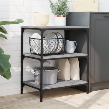vidaXL Τρόλεϊ Κουζίνας Sonoma Γκρι 60x41x76cm από Επεξεργασμένο Ξύλο 1 τεμ.