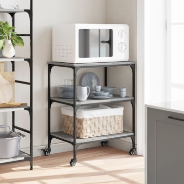 vidaXL Τρόλεϊ Κουζίνας Sonoma Γκρι 60x41x76cm από Επεξεργασμένο Ξύλο 1 τεμ.