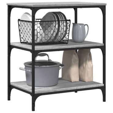 vidaXL Τρόλεϊ Κουζίνας Sonoma Γκρι 60x41x76cm από Επεξεργασμένο Ξύλο 1 τεμ.