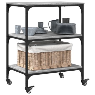 vidaXL Τρόλεϊ Κουζίνας Sonoma Γκρι 60x41x76cm από Επεξεργασμένο Ξύλο 1 τεμ.