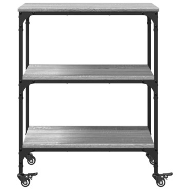 vidaXL Τρόλεϊ Κουζίνας Sonoma Γκρι 60x41x76cm από Επεξεργασμένο Ξύλο 1 τεμ.