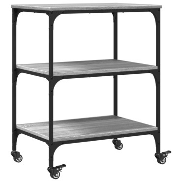 vidaXL Τρόλεϊ Κουζίνας Sonoma Γκρι 60x41x76cm από Επεξεργασμένο Ξύλο 1 τεμ.