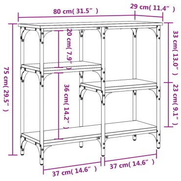 vidaXL Κονσόλα Τραπεζιού Sonoma Δρυς 80x29x75cm από Τεχνητό Ξύλο 1 τεμ.