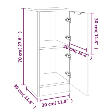 vidaXL Μπουφές Λευκά 30x30x70cm από Επεξεργασμένο Ξύλο 1 τεμ.