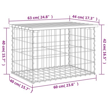 vidaXL Παγκάκι Κήπου Συρματοκιβώτιο 63x44x42cm από Μασίφ Ξύλο Πεύκου 1 τεμ.