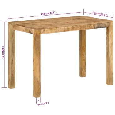 vidaXL Τραπεζαρία 110x55x76cm από Μασίφ Ξύλο Μάνγκο 1 τεμ.