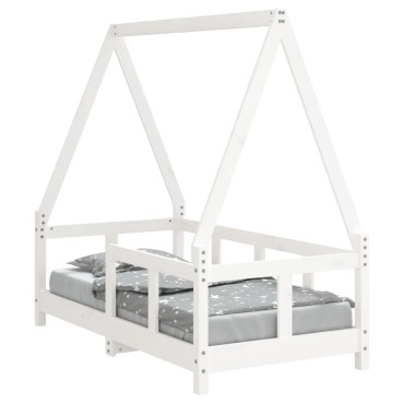 vidaXL Πλαίσιο Παιδικού Κρεβατιού Λευκό 70x140cm Μασίφ Ξύλο Πεύκου 1 τεμ. - Μονό