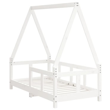 vidaXL Πλαίσιο Παιδικού Κρεβατιού Λευκό 70x140cm Μασίφ Ξύλο Πεύκου 1 τεμ. - Μονό