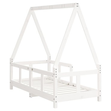 vidaXL Πλαίσιο Παιδικού Κρεβατιού Λευκό 70x140cm Μασίφ Ξύλο Πεύκου 1 τεμ. - Μονό