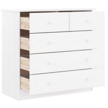 vidaXL Συρταριέρα ALTA Λευκή 77x35x73cm από Μασίφ Ξύλο Πεύκου 1 τεμ.