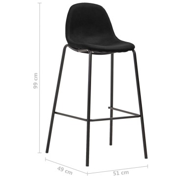 vidaXL Καρέκλες Μπαρ 2 τεμ. Μαύρες Υφασμάτινες 51x49x99cm