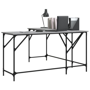 vidaXL Γραφείο Γκρι Sonoma 149x149x75cm από Επεξεργασμένο Ξύλο 1 τεμ.