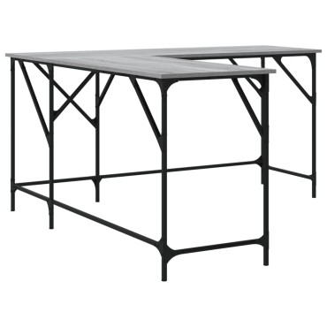 vidaXL Γραφείο Γκρι Sonoma 149x149x75cm από Επεξεργασμένο Ξύλο 1 τεμ.