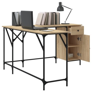 vidaXL Γραφείο Sonoma Δρυς 141x141x75cm από Επεξεργασμένο Ξύλο 1 τεμ.