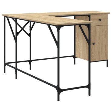 vidaXL Γραφείο Sonoma Δρυς 141x141x75cm από Επεξεργασμένο Ξύλο 1 τεμ.