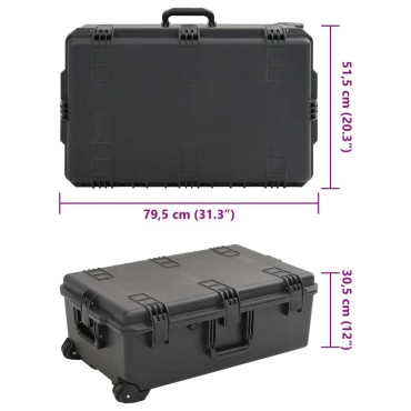 vidaXL Θήκη Πτήσης Φορητή Μαύρη 79,5x51,5x30,5 εκ. από Πολυπροπυλένιο