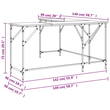 vidaXL Γραφείο Sonoma Δρυς 149x149x75cm από Επεξεργασμένο Ξύλο 1 τεμ.