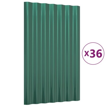 vidaXL Πάνελ Οροφής 36 τεμ. Πράσινα 60x36 εκ. Γαλβανισμένος χάλυβας